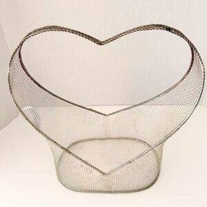 Vintage Wire Metal Heart Shaped Basket For Decor, Storage And DIY